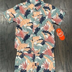 Wonder Nation Leaf Print Shirt and Shorts Set